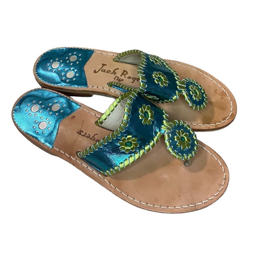 Jack Rogers Metallic Turquoise Flip Flop Sandals